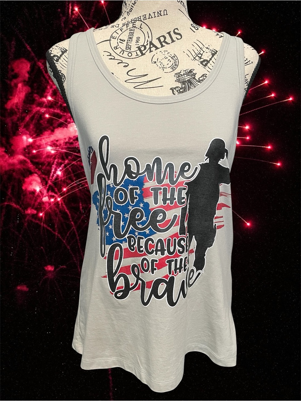 Patriotic ‘Home of the Free Because of the Brave’ Tank Top